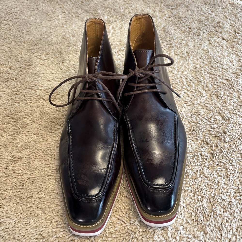 Maison Forte Sawyer Hybrid Chukka Leather Boots $185 Chestnut Brown 8